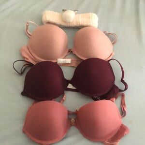 Women's Intimates Set - Pink, Burgundy, and Rose Bras